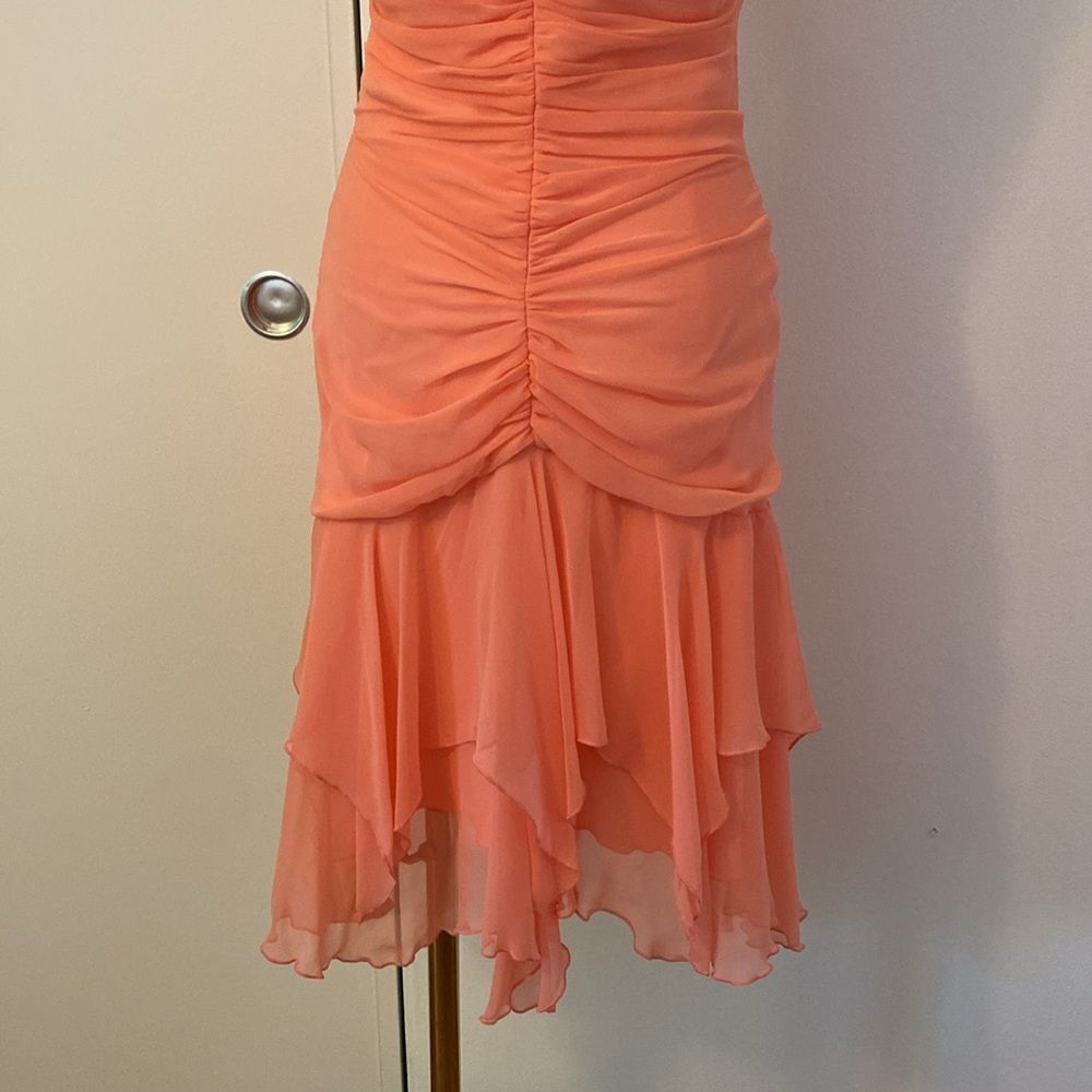 Vintage Peach / Light Orange ABS by Allen Schwartz Jellyfish Hem Dress Size 6 - Picture 8 of 13